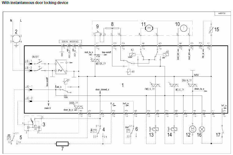 Zanussi  washing machine circuit diagram EWM1000 platform